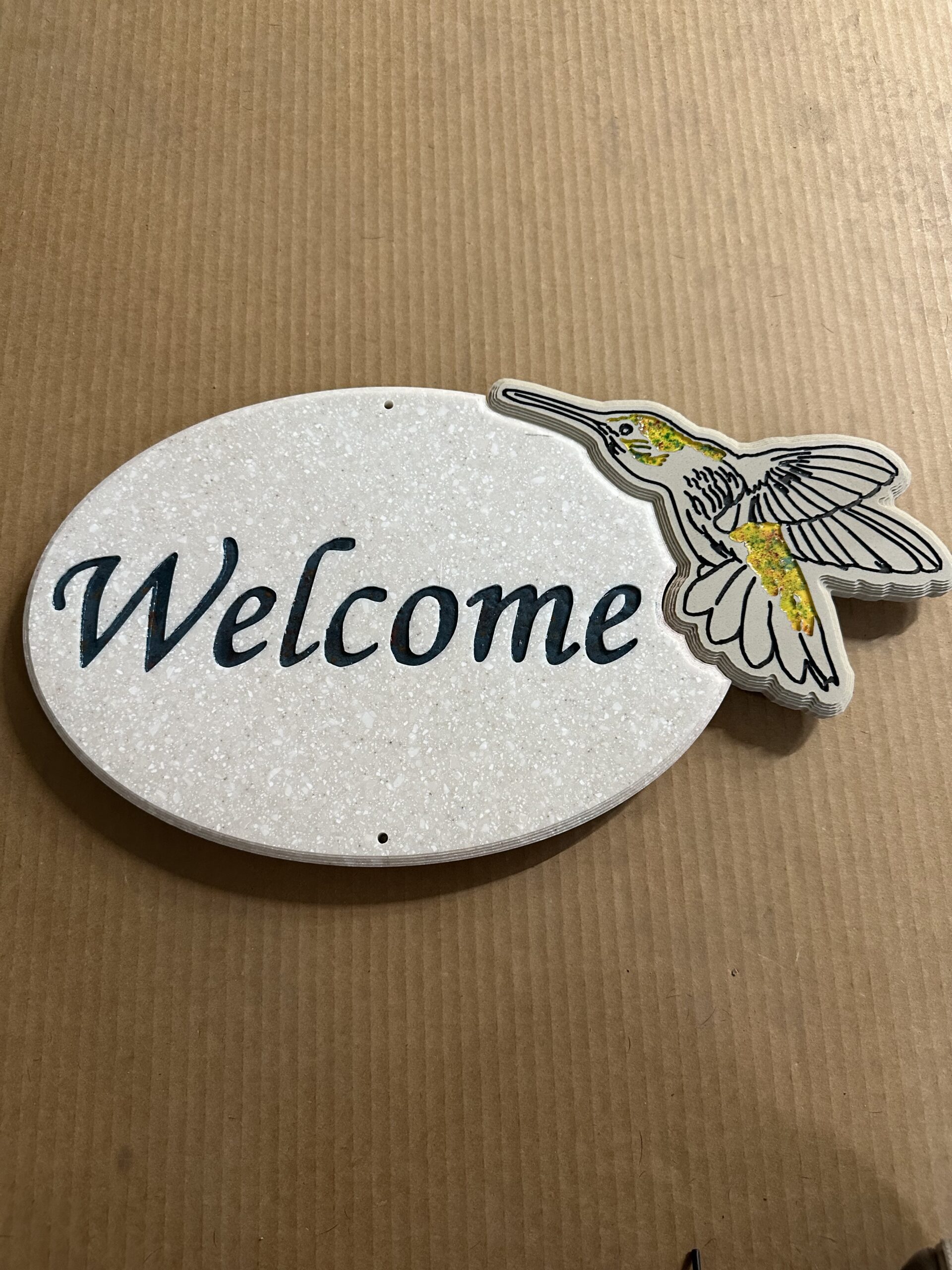 Welcome Sign With Hummingbird
