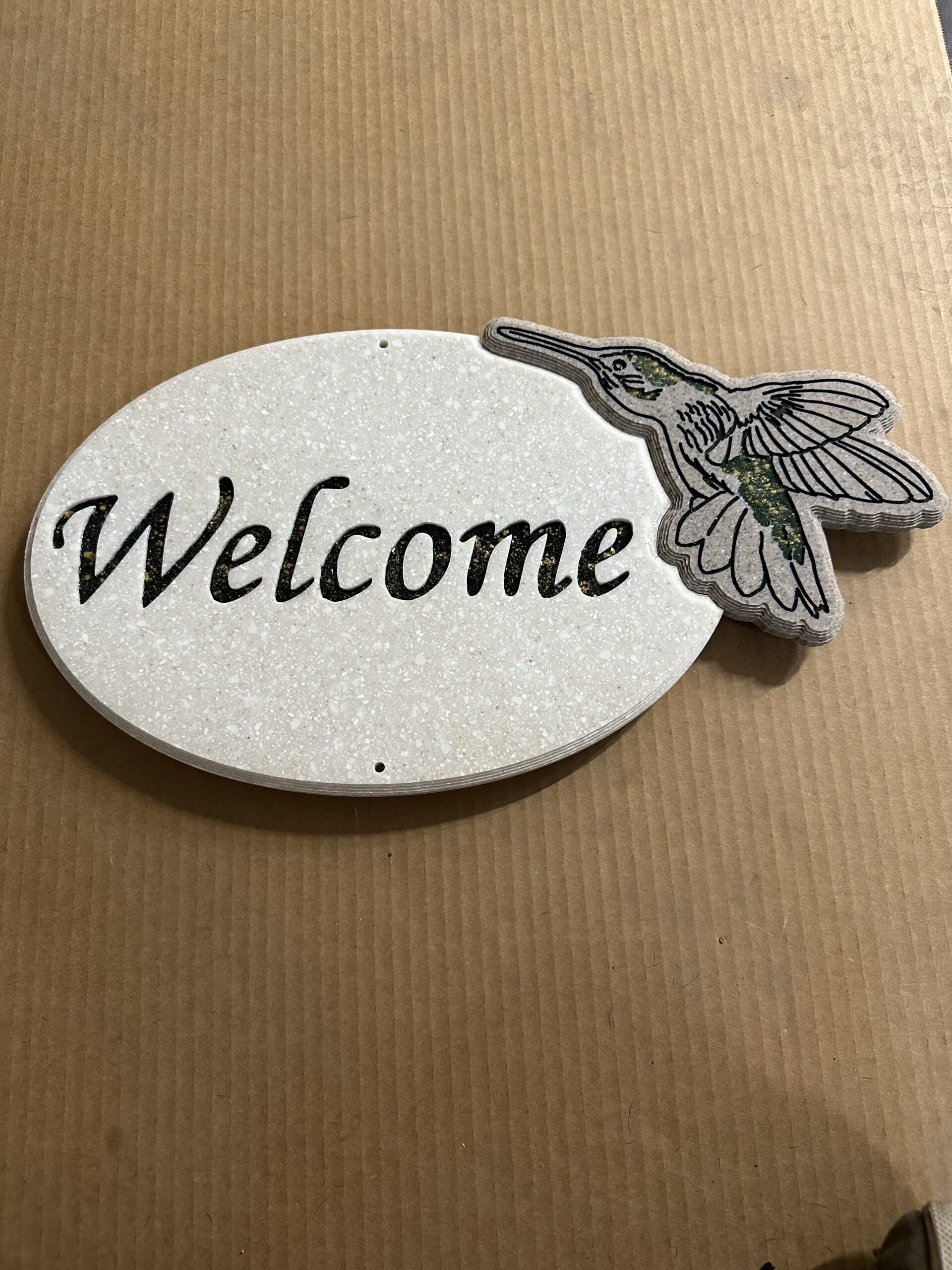 Welcome Sign With Hummingbird