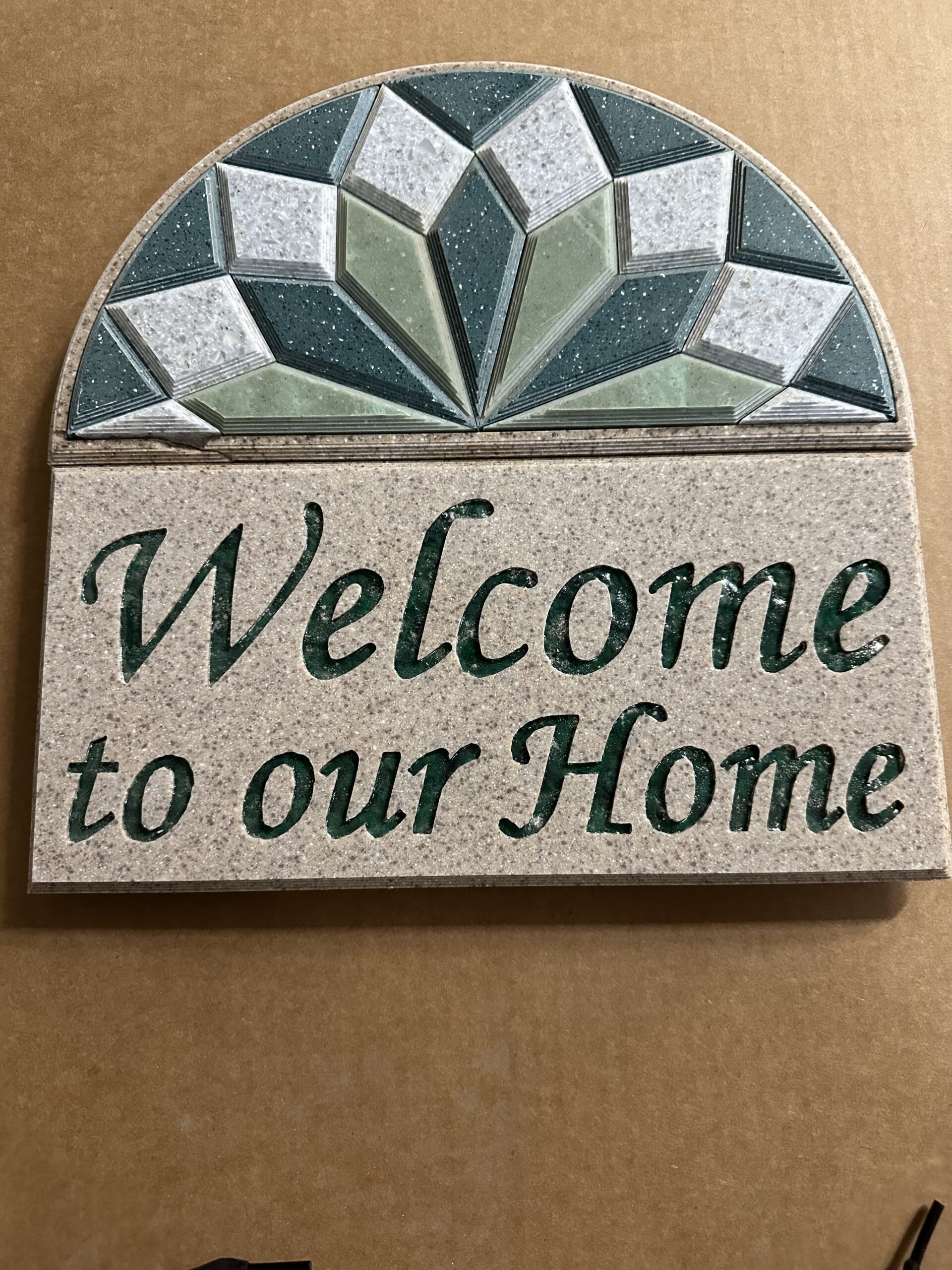Welcome Sign With Diamond Pattern