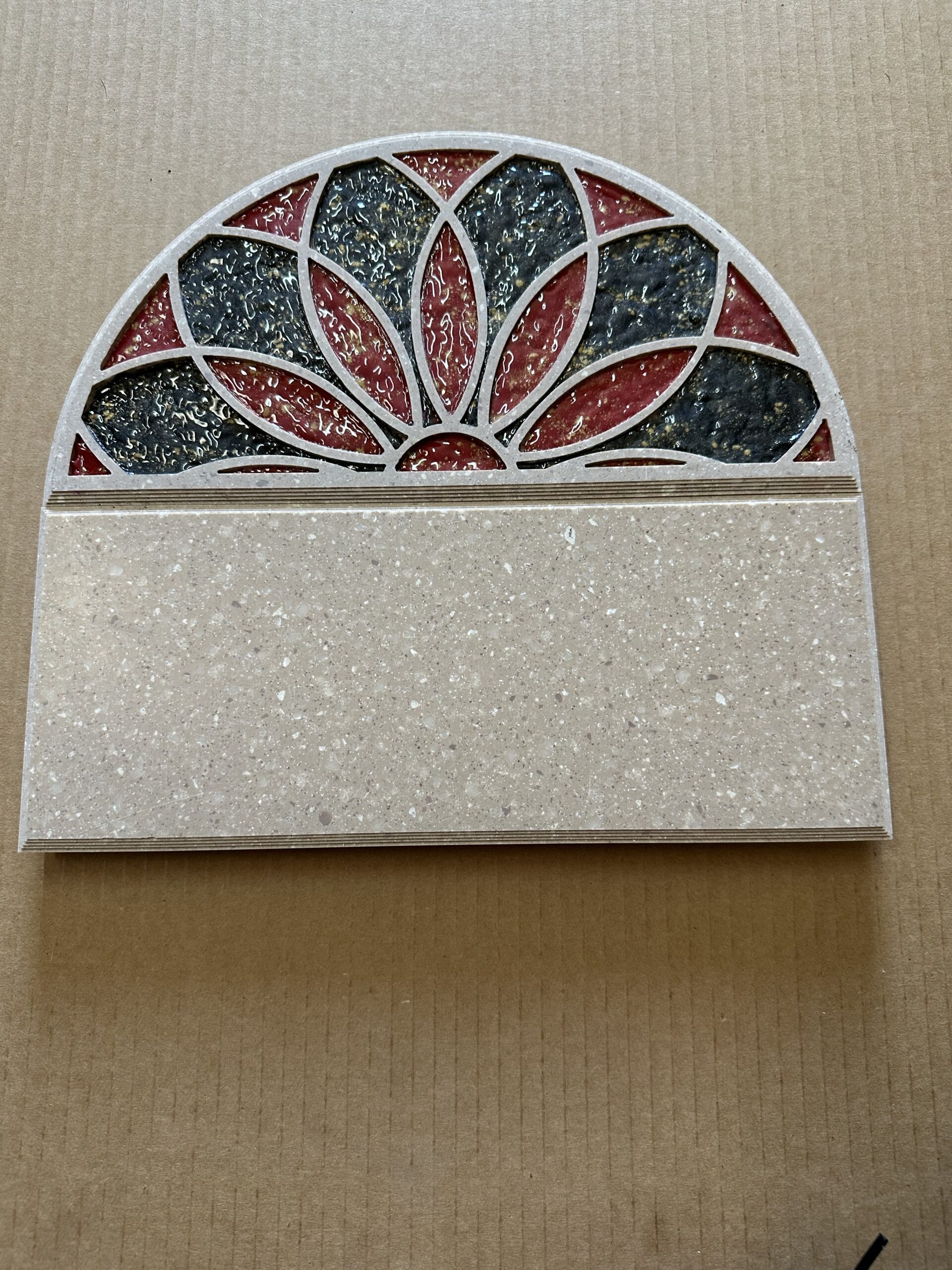 Address Number Plaque with Crown Stained Glass Red and Black