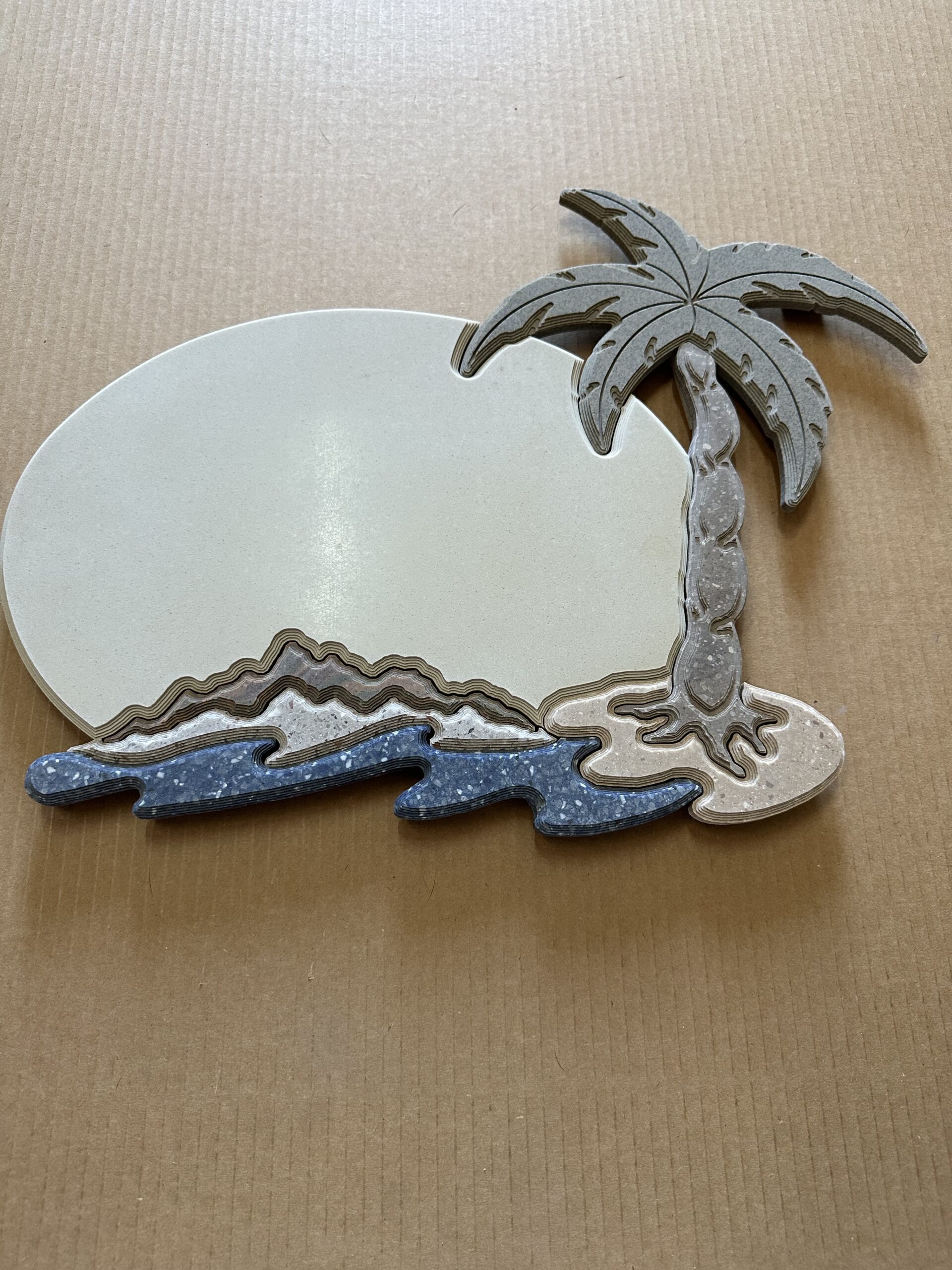 Address Number Plaque with Palm Tree and Water (Smooth)