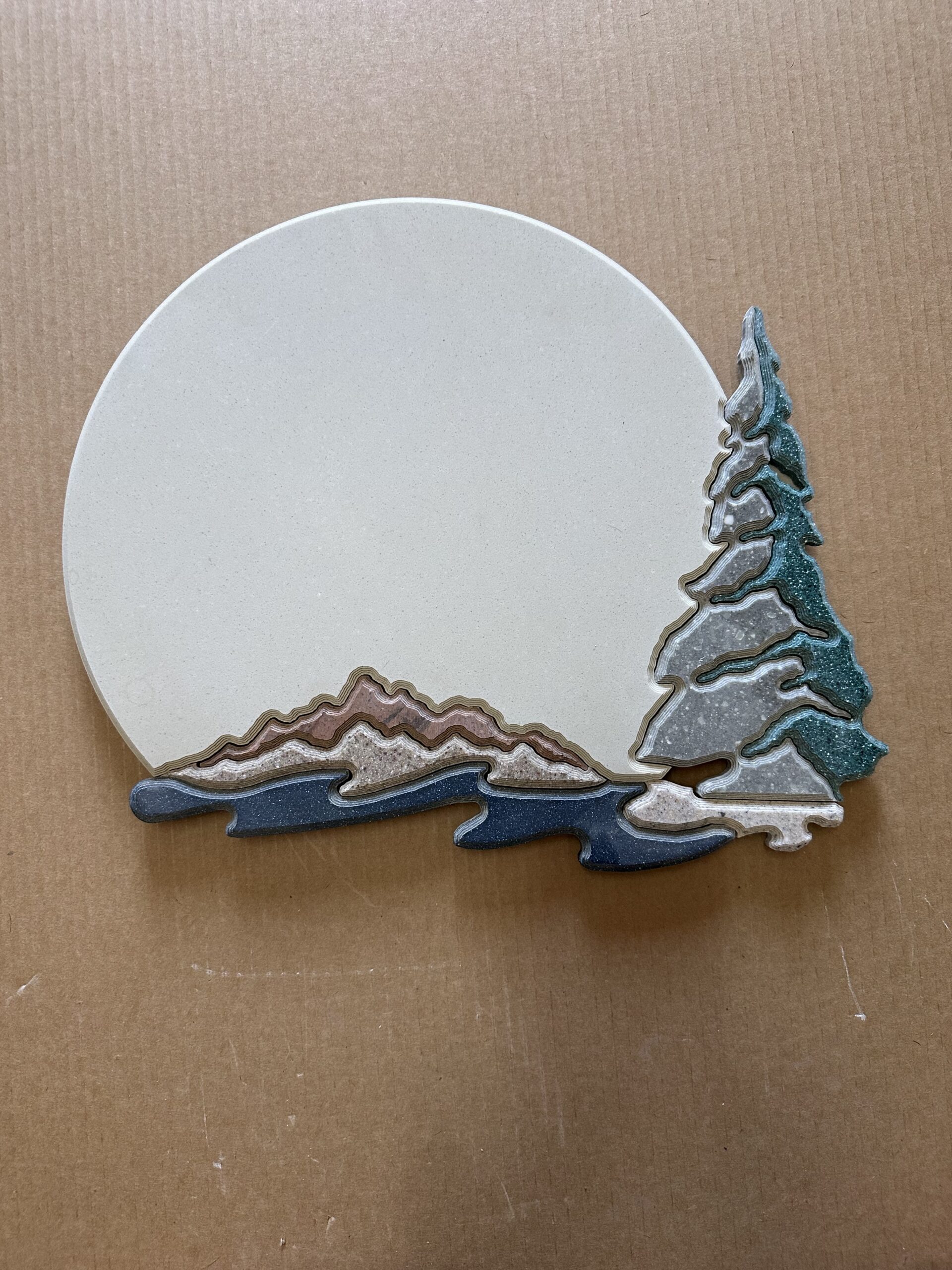 Address Number Plaque with Pine Tree and Mountains