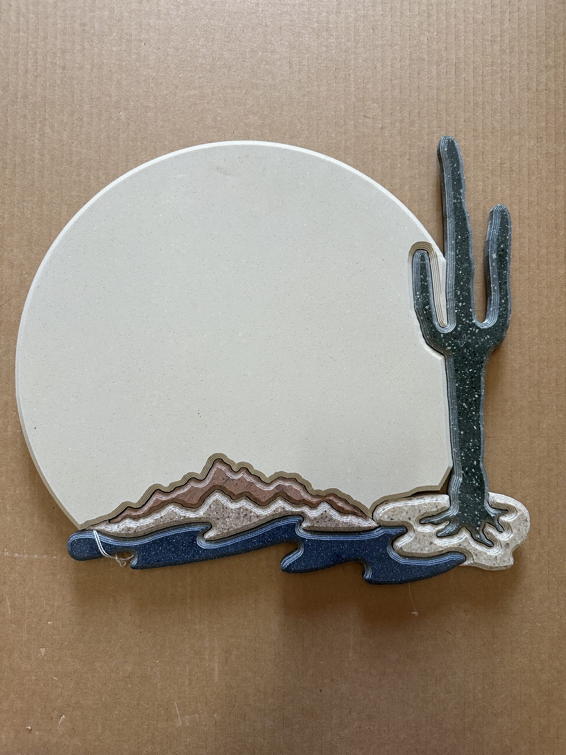 Address Number Plaque with Cactus and Mountains